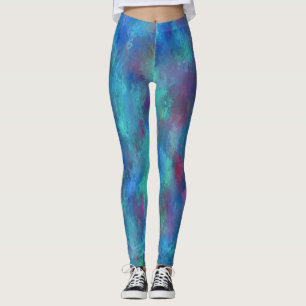 Blaurosa Aquamarine Aquarellabstraktion Leggings