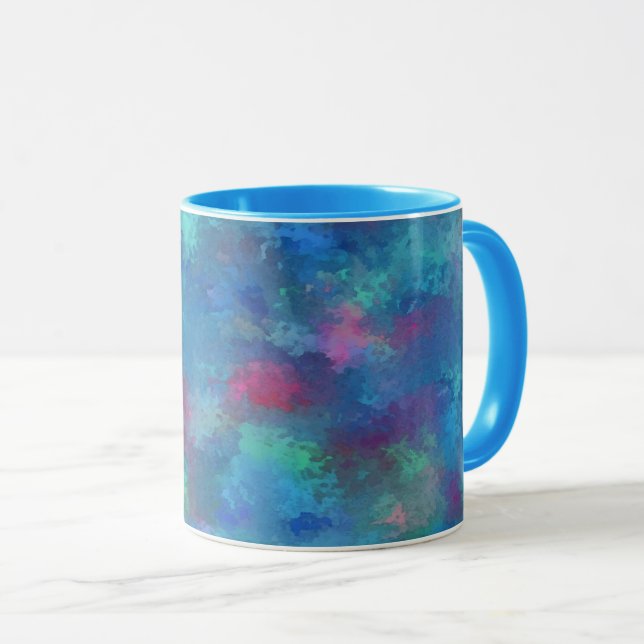 Blaurosa Aquamarine Aquarellabstraktion Tasse (VorderseiteRechts)