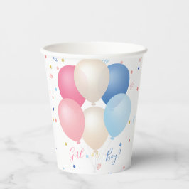 Blaurosa Balloons und Konfetti Geschlecht neutral Pappbecher