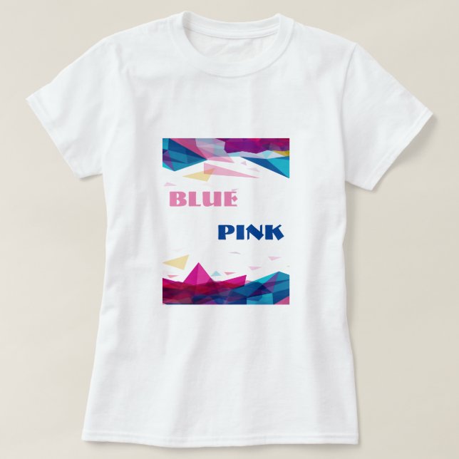 Blaurosa Bildformen T-Shirt (Design vorne)