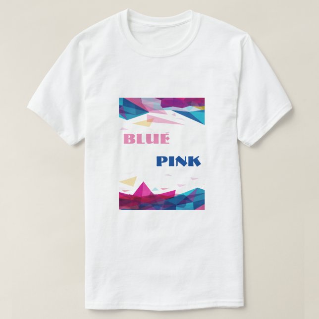Blaurosa Bildformen T-Shirt (Design vorne)