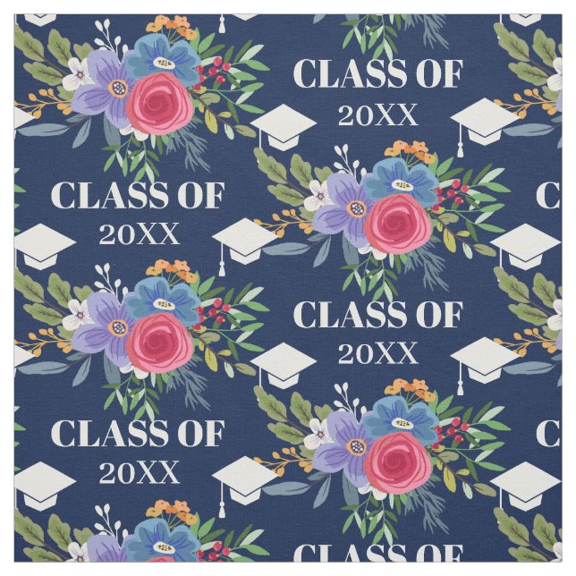 Blaurosa Blume Abschluss-Klasse Stoff (Muster)