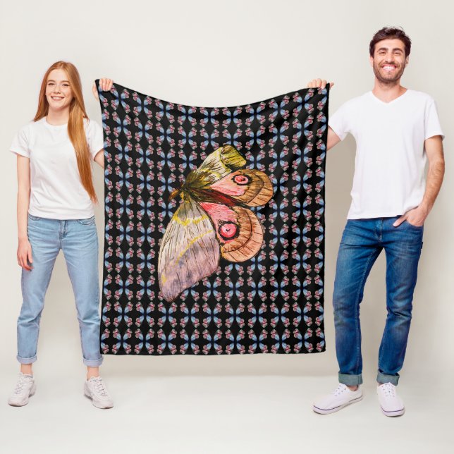 Blaurosa Exotische Schmetterlingsmuster Fleecedecke (Beispiel)