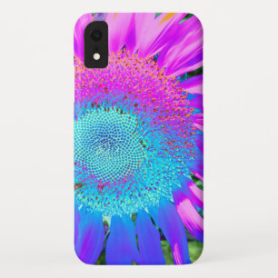 Blaurosa funky Retro-Sonnenblumen Foto Case-Mate iPhone Hülle