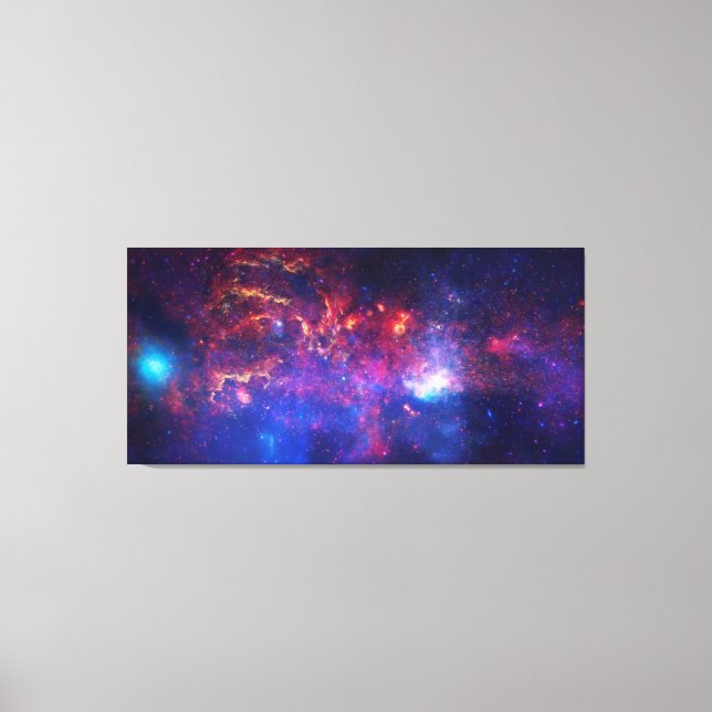 Blaurosa Galaxie Nebula Stars Ultra Violet Feuer Leinwanddruck (Vorderseite)