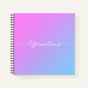 Blaurosa Gefärbte Krawatte Weiße Typografie Affirm Notizbuch