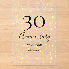 Blaurosa gelbe Polka Punkte 30-jähriger Jubiläumsn Acryleinladungen