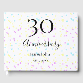 Blaurosa gelbe Polka Punkte 30-jähriger Jubiläumsn Gästebuch