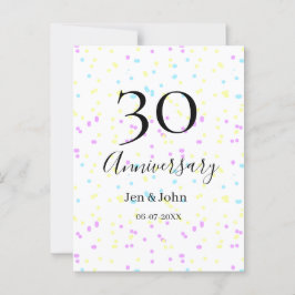 Blaurosa gelbe Polka Punkte 30-jähriger Jubiläumsn Postkarte