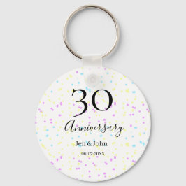 Blaurosa gelbe Polka Punkte 30-jähriger Jubiläumsn Schlüsselanhänger