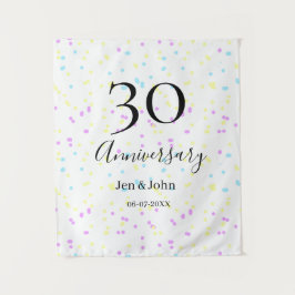 Blaurosa gelbe Polka Punkte 30-jähriger Jubiläumsn Wandteppich