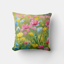 Blaurosa Gelbe Wilde Blume 2025 Kissen