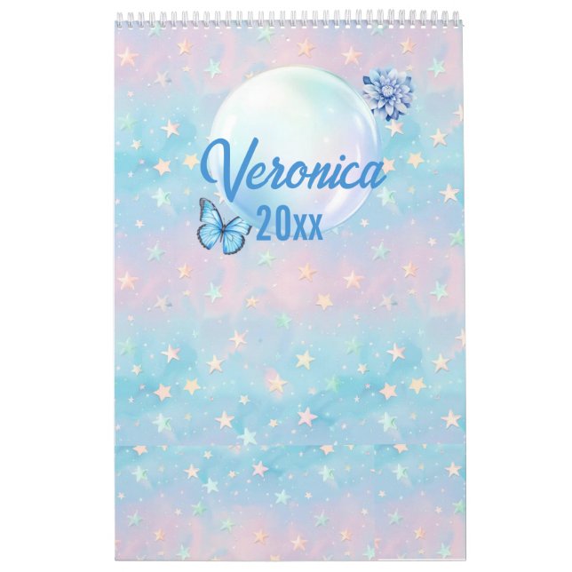 Blaurosa Gradient Starry Hintergrund Kalender (Titelbild)