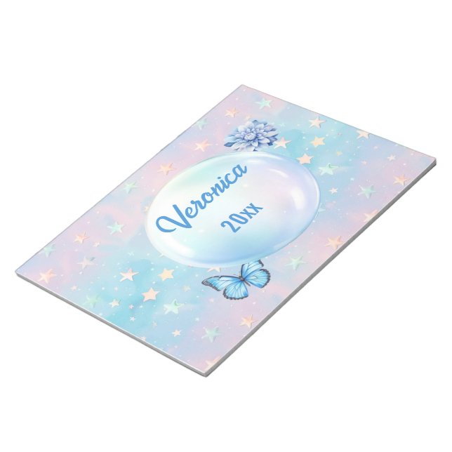 Blaurosa Gradient Starry Hintergrund Notizblock (angewinkelt)