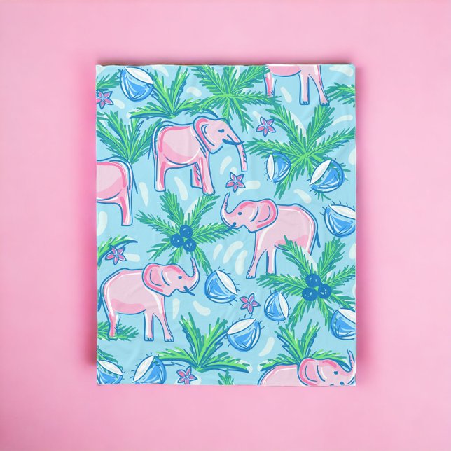 Blaurosa Grüner Preppy-Elefant Fleecedecke (Von Creator hochgeladen)