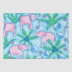 Blaurosa Grüner Preppy-Elefant Seidenpapier