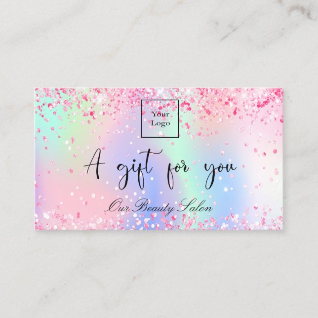 Blaurosa, holografische QR-Code-Geschenkgutschrift Visitenkarte (Vorderseite)