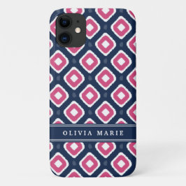 Blaurosa Ikat-Mod-Muster mit Namen Case-Mate iPhone Hülle