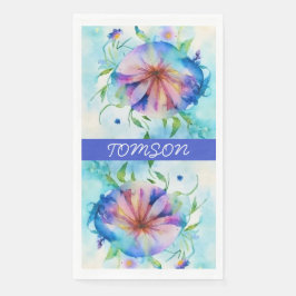 Blaurosa Konvolvulum, Aquarellfarbe Serviette