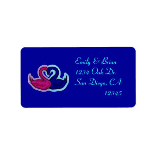 Blaurosa Liebe-Schwan-Adressetiketten Adressaufkleber