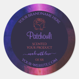 Blaurosa Lila Marmorprodukte Etiketten Rose Blume Runder Aufkleber