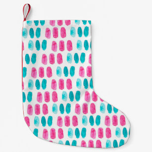 Blaurosa Pinselstriche. Abstraktes Malmuster Kleiner Weihnachtsstrumpf