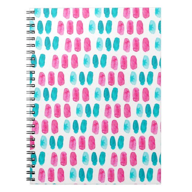 Blaurosa Pinselstriche. Abstraktes Malmuster Notizblock (Vorderseite)