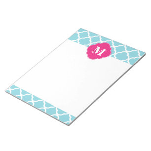 Blaurosa Quatrefolienmonogramm Notizblock