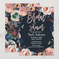 Blaurosa Rose Gold Floral Trendy Brautparty