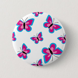 Blaurosa Schmetterlingsmuster Button