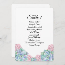 Blaurosa Sukkulente. Hochzeitssitzpläne Einladung