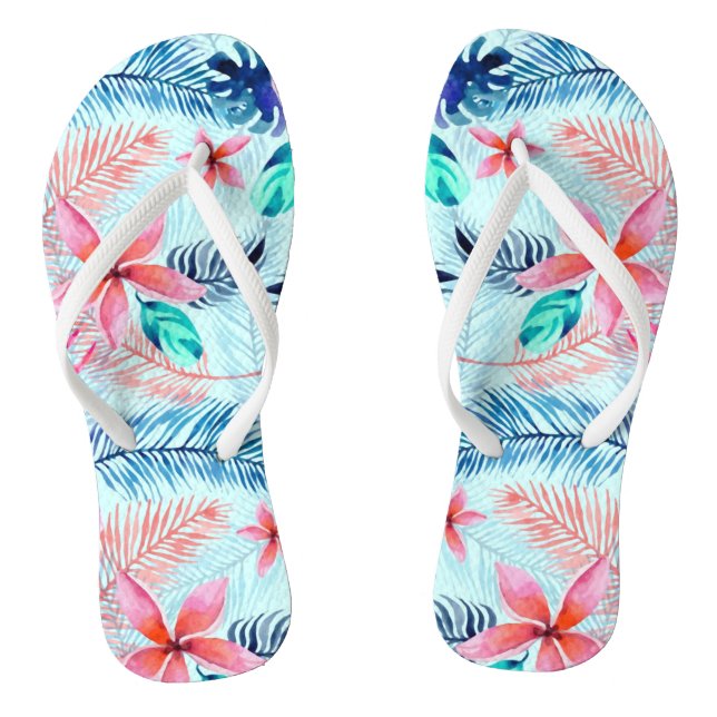 Blaurosa tropisches Muster Flip Flops (Fußbett)