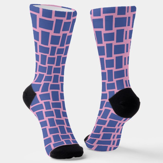 Blaurosa Weblockenmuster Socken (Gewinkelt)