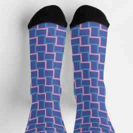 Blaurosa Weblockenmuster Socken