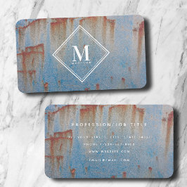Blaurost Metallic Texture Monogram Visitenkarte