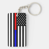 Blaurot-dünne Linie Polizei Feuerwehr Symbol usa