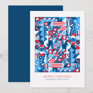 Blaurot-geometrische Weihnachten