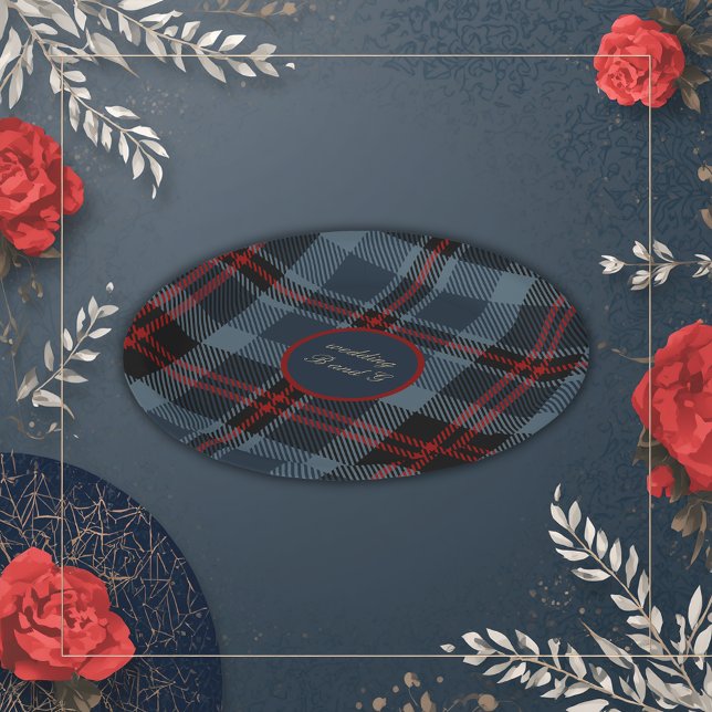Blaurot-schwarz-keltisches Tartan-Muster Pappteller (Von Creator hochgeladen)