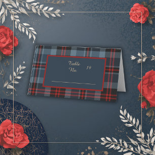 Blaurot-schwarz-keltisches Tartan-Muster Platzkarte