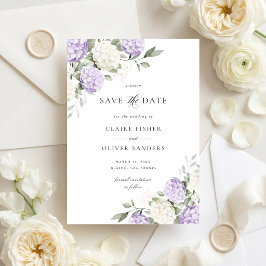 Blaurote Hortensien-Hochzeit 'Save the Date' Einladung