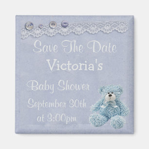 BlauSave the Date Teddy-Bärn-Baby-Jungen-Dusche Magnet