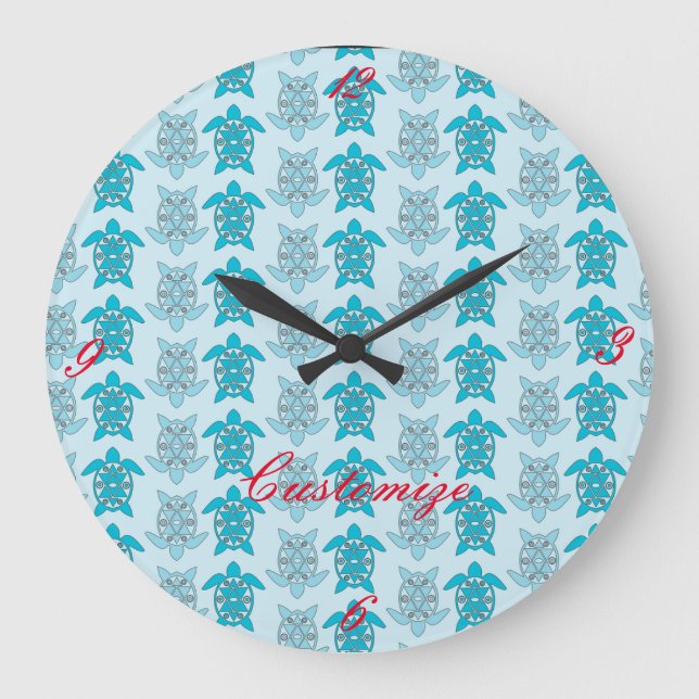 Blauschildkröten Schwimmen Thunder_Cove Große Wanduhr (Vorderseite)