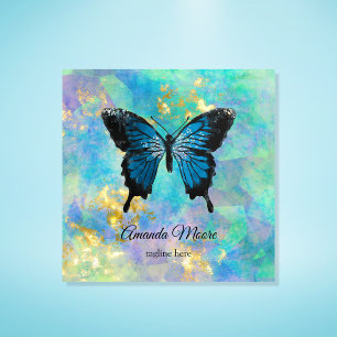 Blauschmetterling-Rettungsassistent Holograph Squa Quadratische Visitenkarte