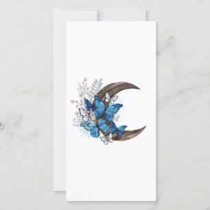 Blauschmetterlinge auf Holzhalbzeugen Dankeskarte
