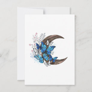 Blauschmetterlinge auf Holzhalbzeugen Einladung