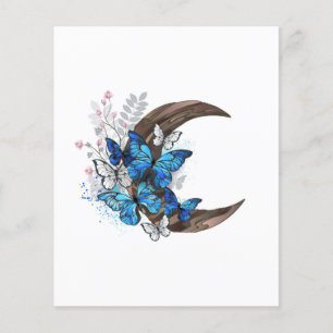 Blauschmetterlinge auf Holzhalbzeugen Flyer