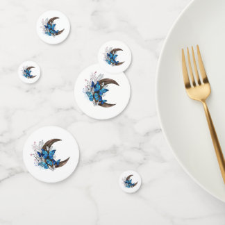 Blauschmetterlinge auf Holzhalbzeugen Konfetti