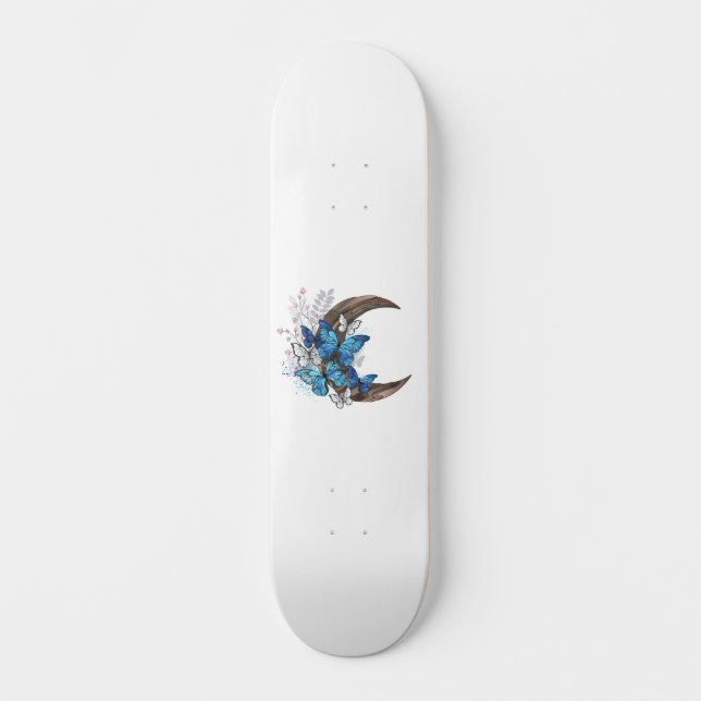 Blauschmetterlinge auf Holzhalbzeugen Skateboard (Vorderseite)