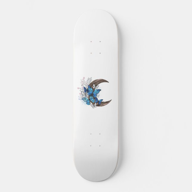 Blauschmetterlinge auf Holzhalbzeugen Skateboard (Vorderseite)