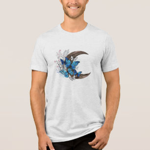 Blauschmetterlinge auf Holzhalbzeugen Tri-Blend Shirt